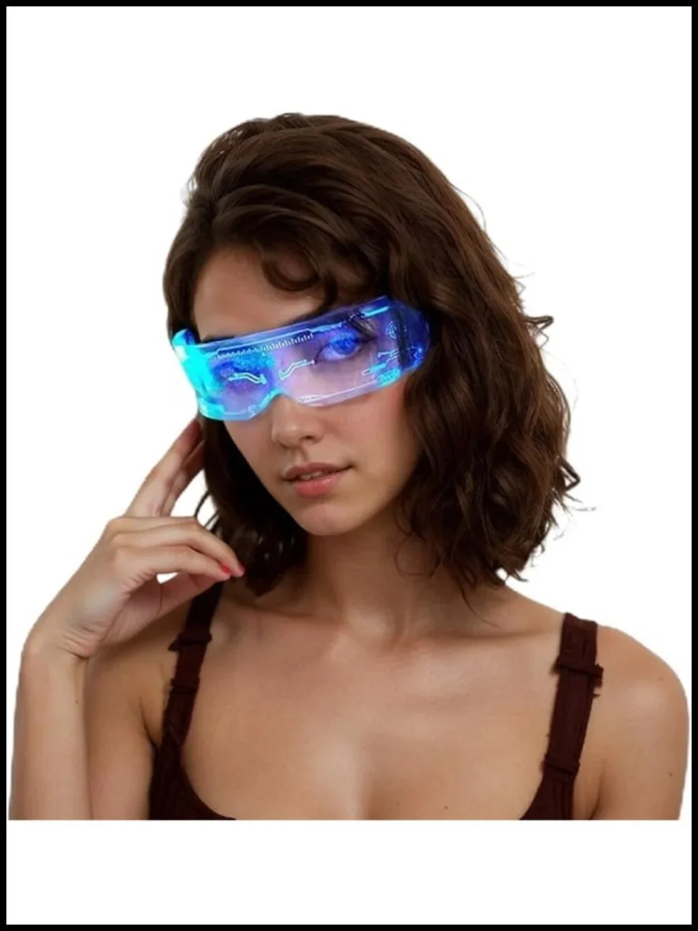 LED Glasses Futuristic Cyberpunk Light Up Sunglasses with Bilateral Control